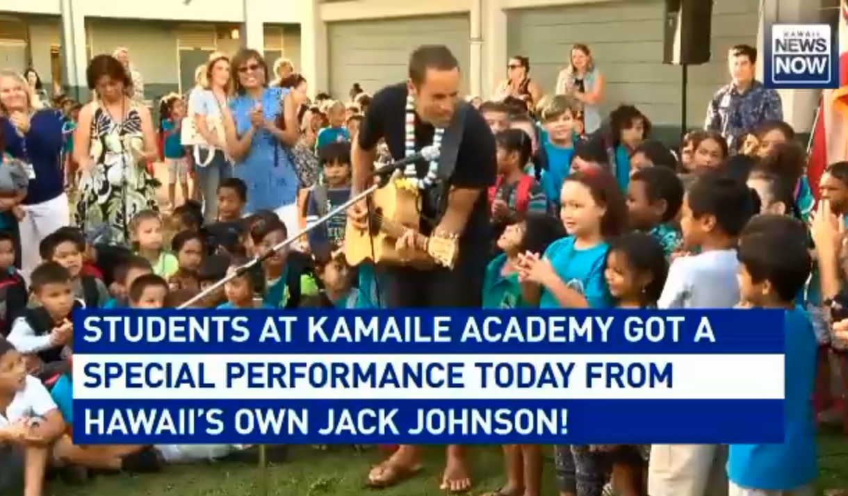 Jack Johnson visits elementary school to highlight innovative arts program